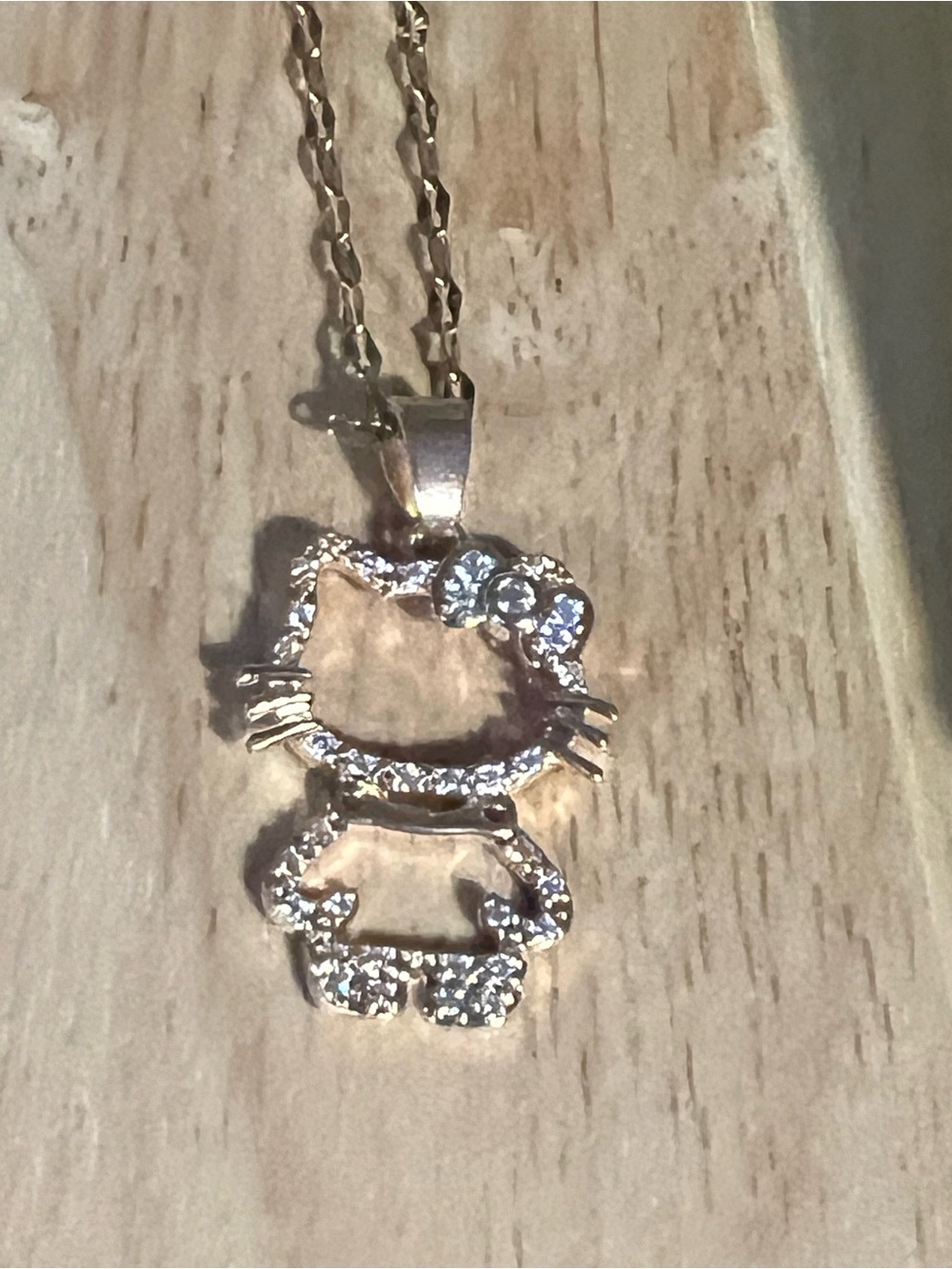 Gold-Tone Cat Pendant Necklace with Clear Crystals - Women Jewelry N170